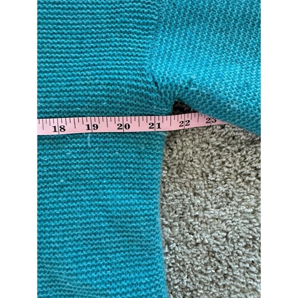 J Jill Blue Wool Chunky Knit Sweater Size Medium Granniecore Outdoor Top Casual - Picture 4 of 6
